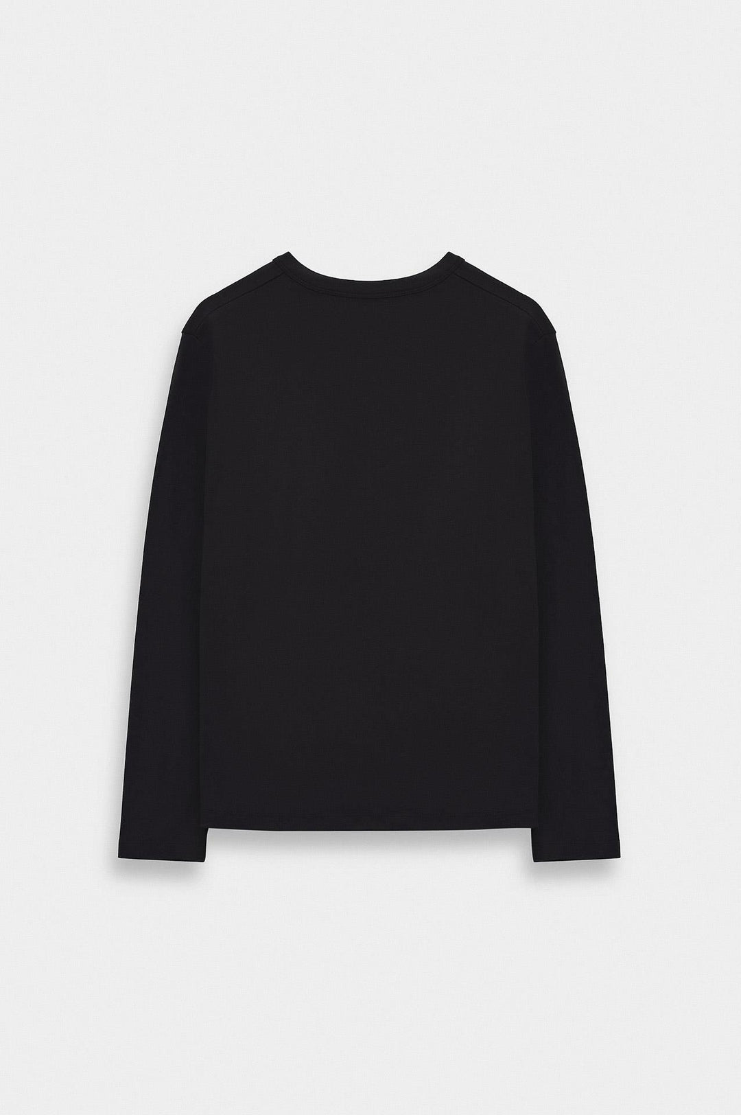 Giesto T-shirt à col boutonné noir à coupe ajustée à manches longues - Noir