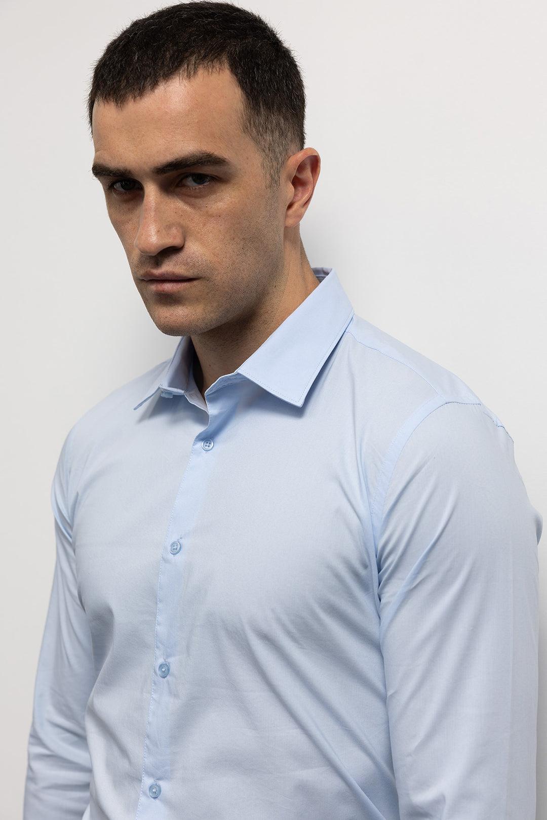 Giesto Chemise Popeline Ajustée - Bleu clair
