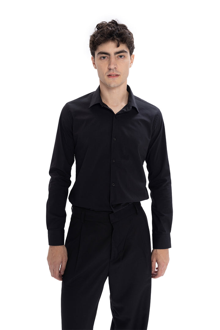 Giesto Chemise Popeline Ajustée - Noir