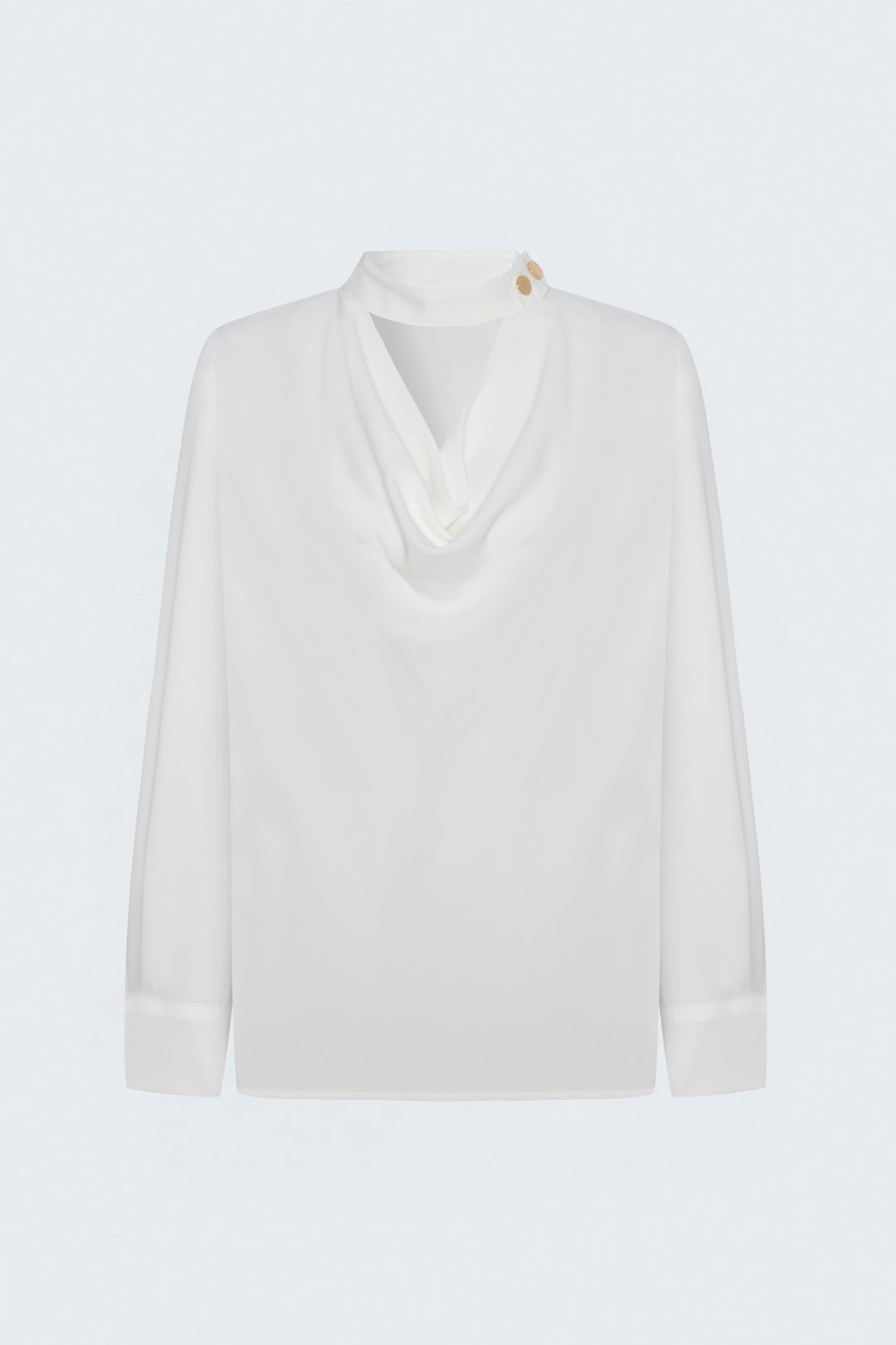 Sateen Blouse à Col Dégagé - Écru