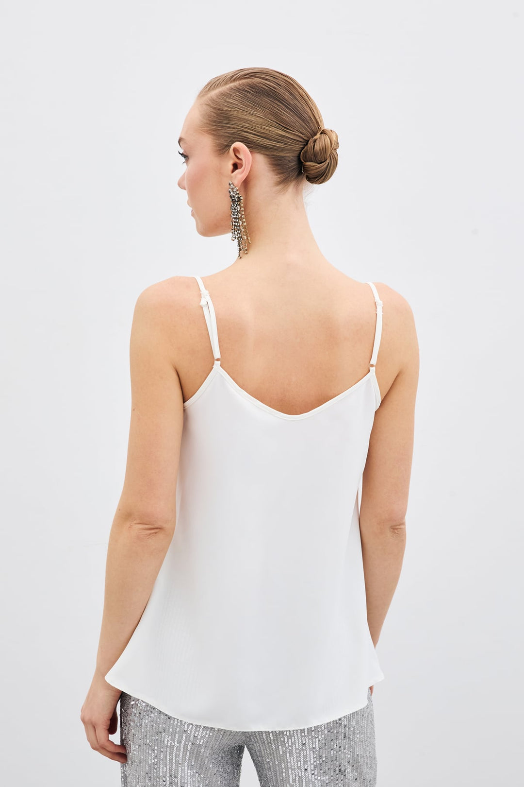 Sateen Blouse col dégagé - Écru