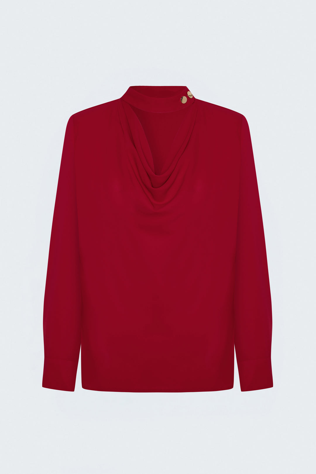 Sateen Blouse à Col Dégagé - Rouge
