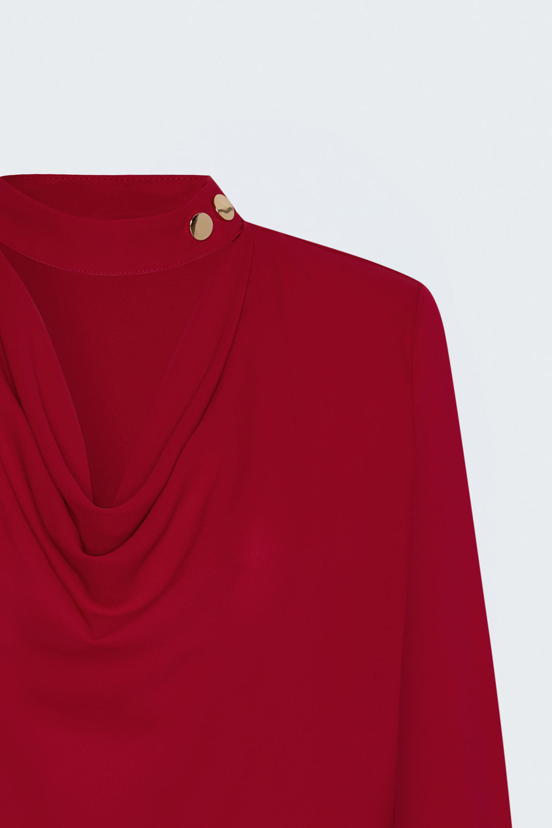 Sateen Blouse à Col Dégagé - Rouge