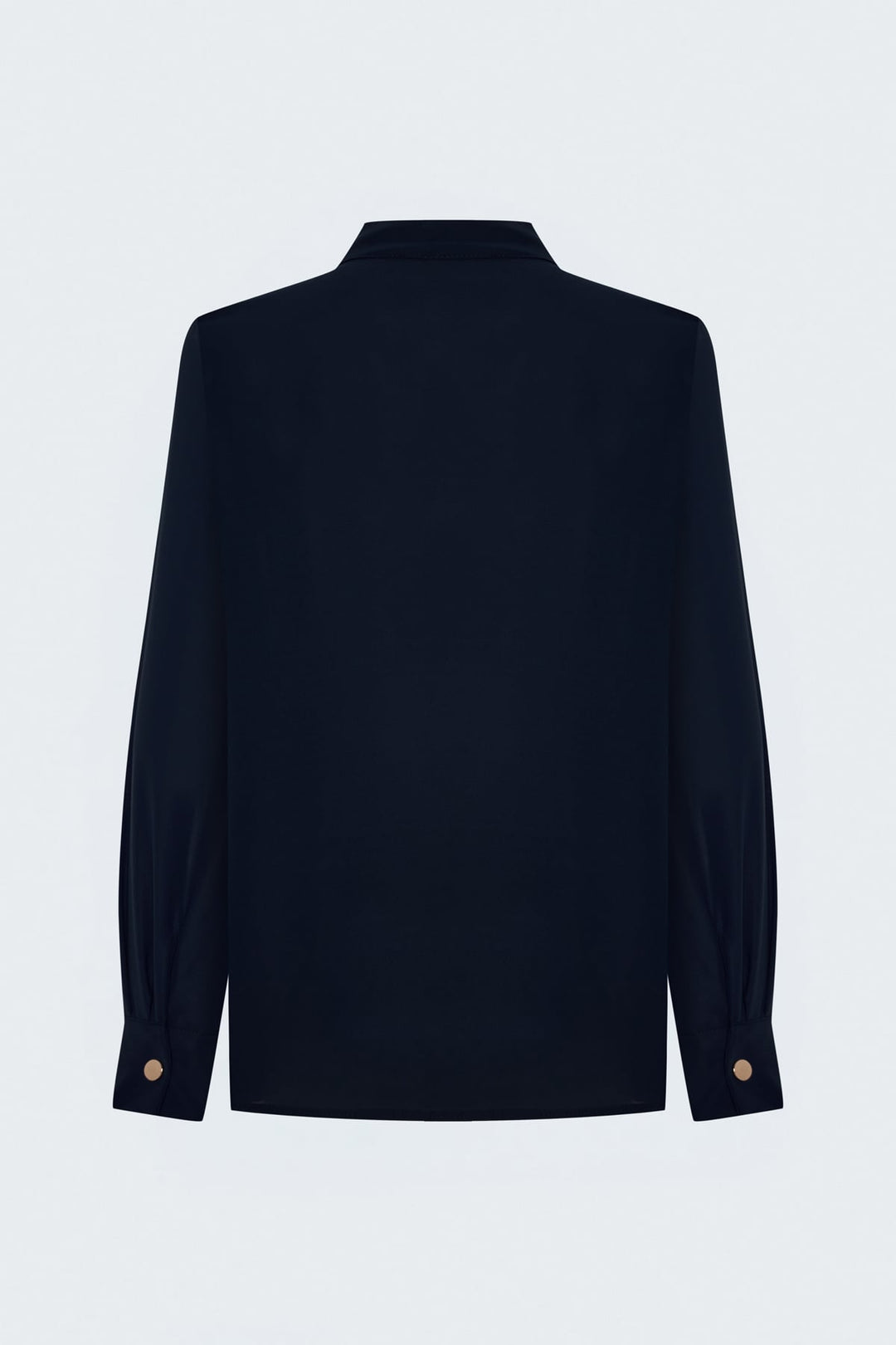 Sateen Blouse à Col Dégagé - Bleu marine