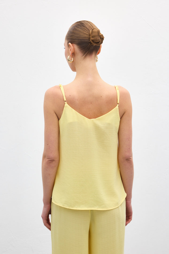 Sateen Blouse décontractée à col dégagé - Jaune