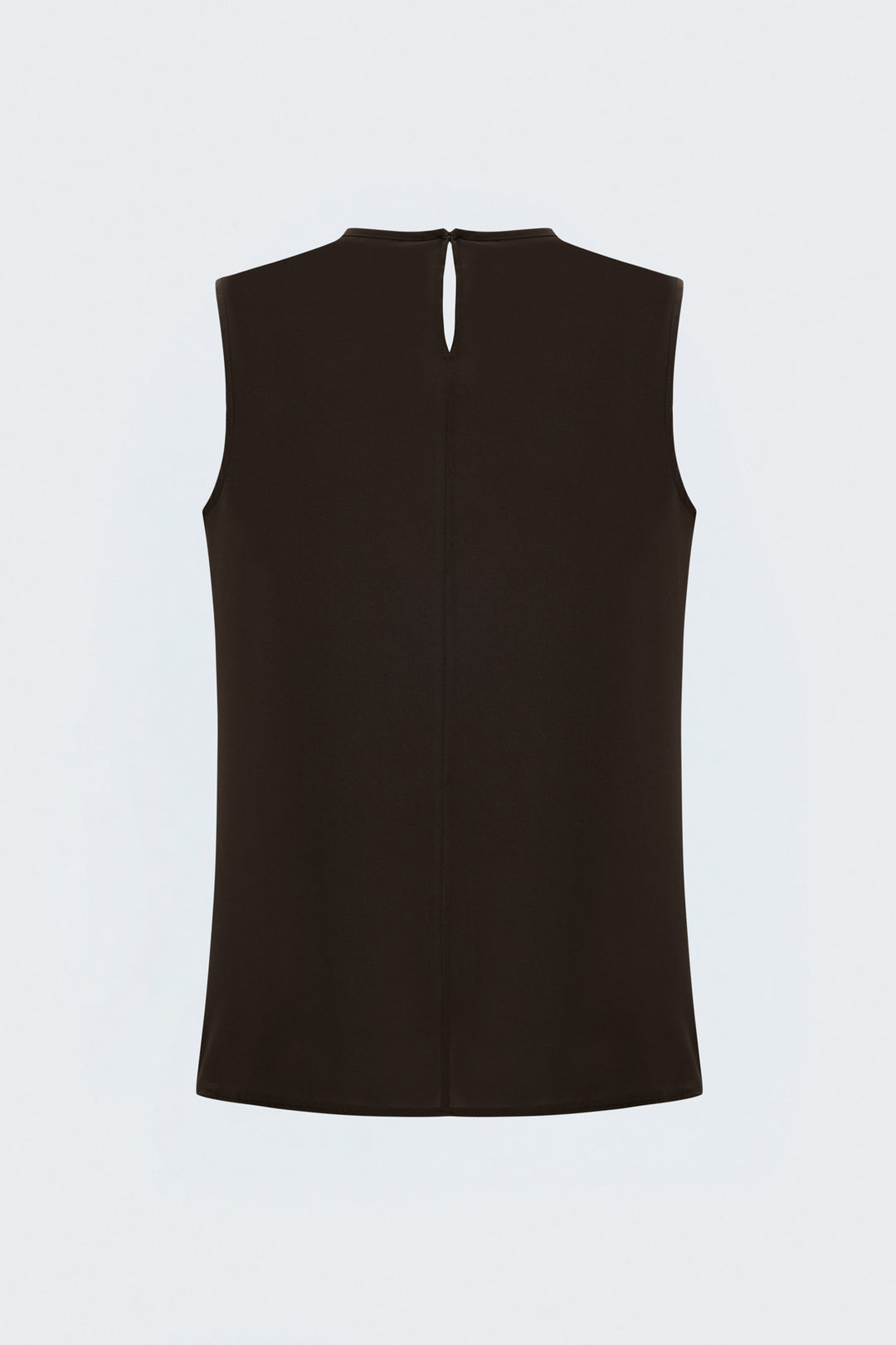 Sateen Blouse sans manches à col dégagé - Marron foncé