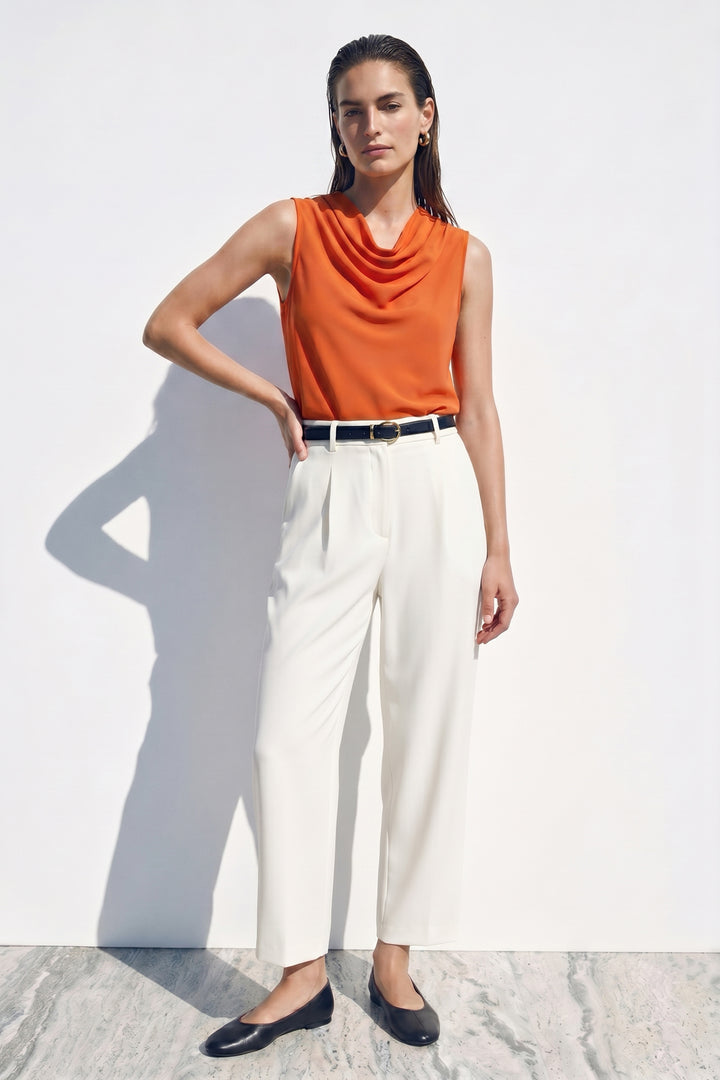 Sateen Blouse sans manches à col dégagé - oranj