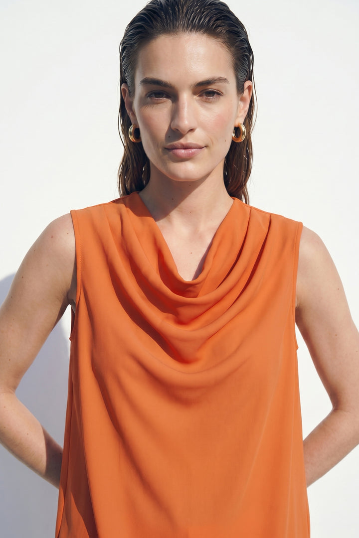 Sateen Blouse sans manches à col dégagé - oranj