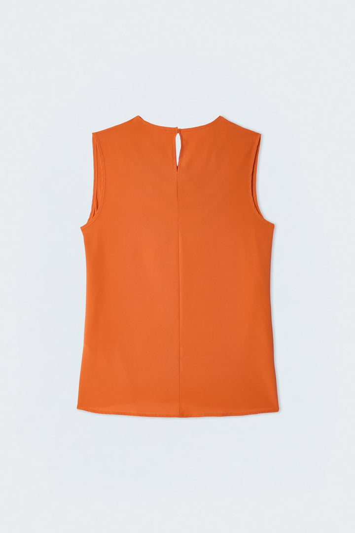 Sateen Blouse sans manches à col dégagé - oranj