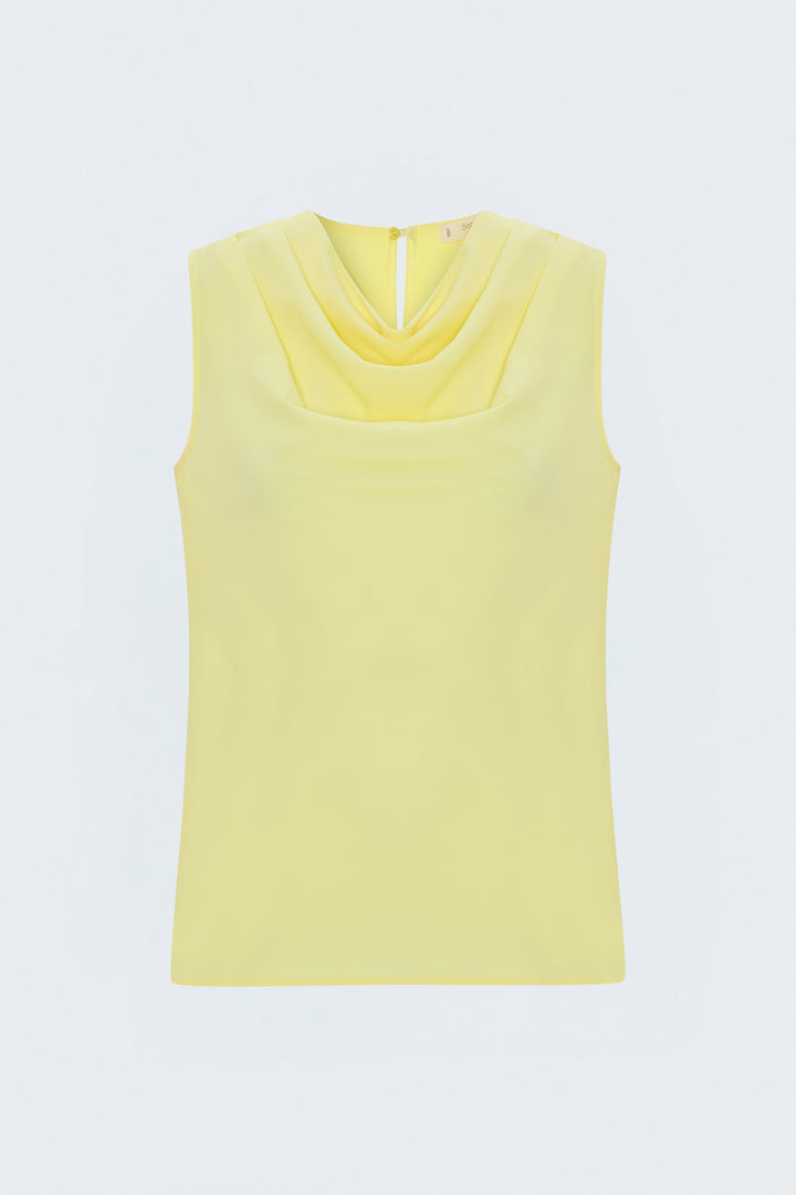 Sateen Blouse sans manches à col dégagé - Jaune