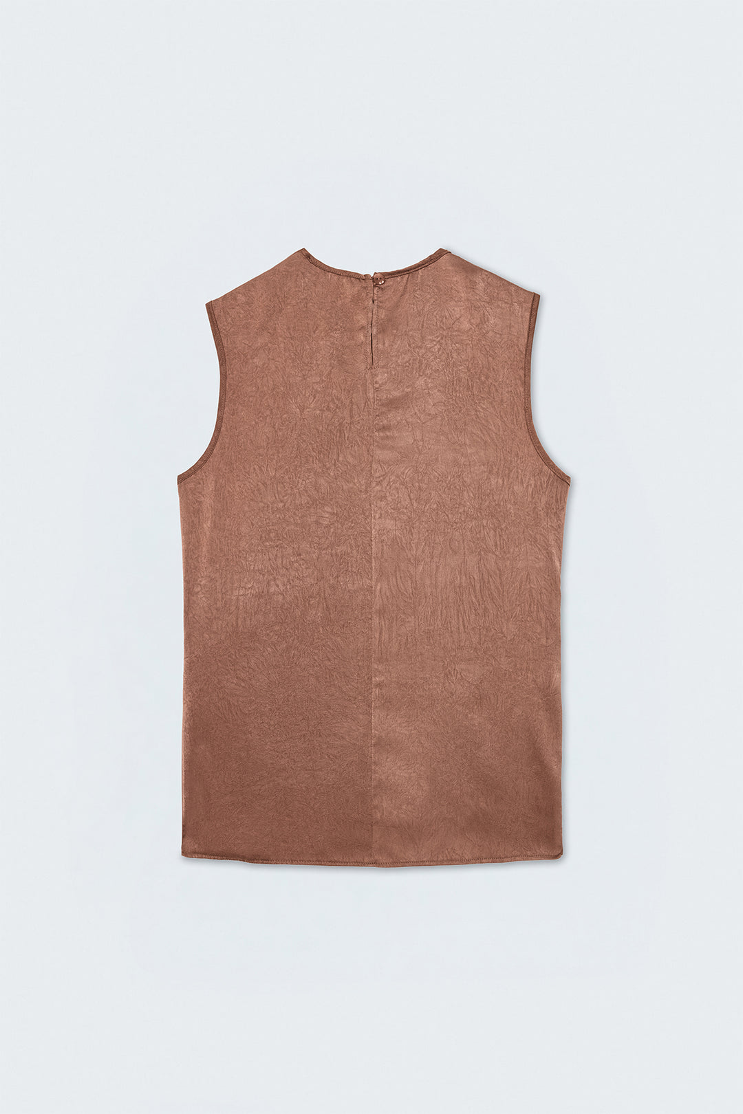 Sateen Blouse en Satin à Col Dégagé - Clair Marron