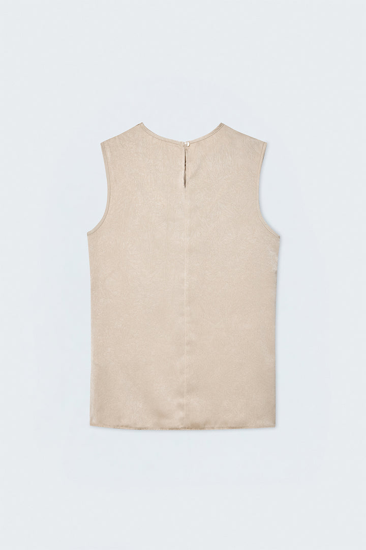 Sateen Débardeur Satiné Col Bateau - Beige