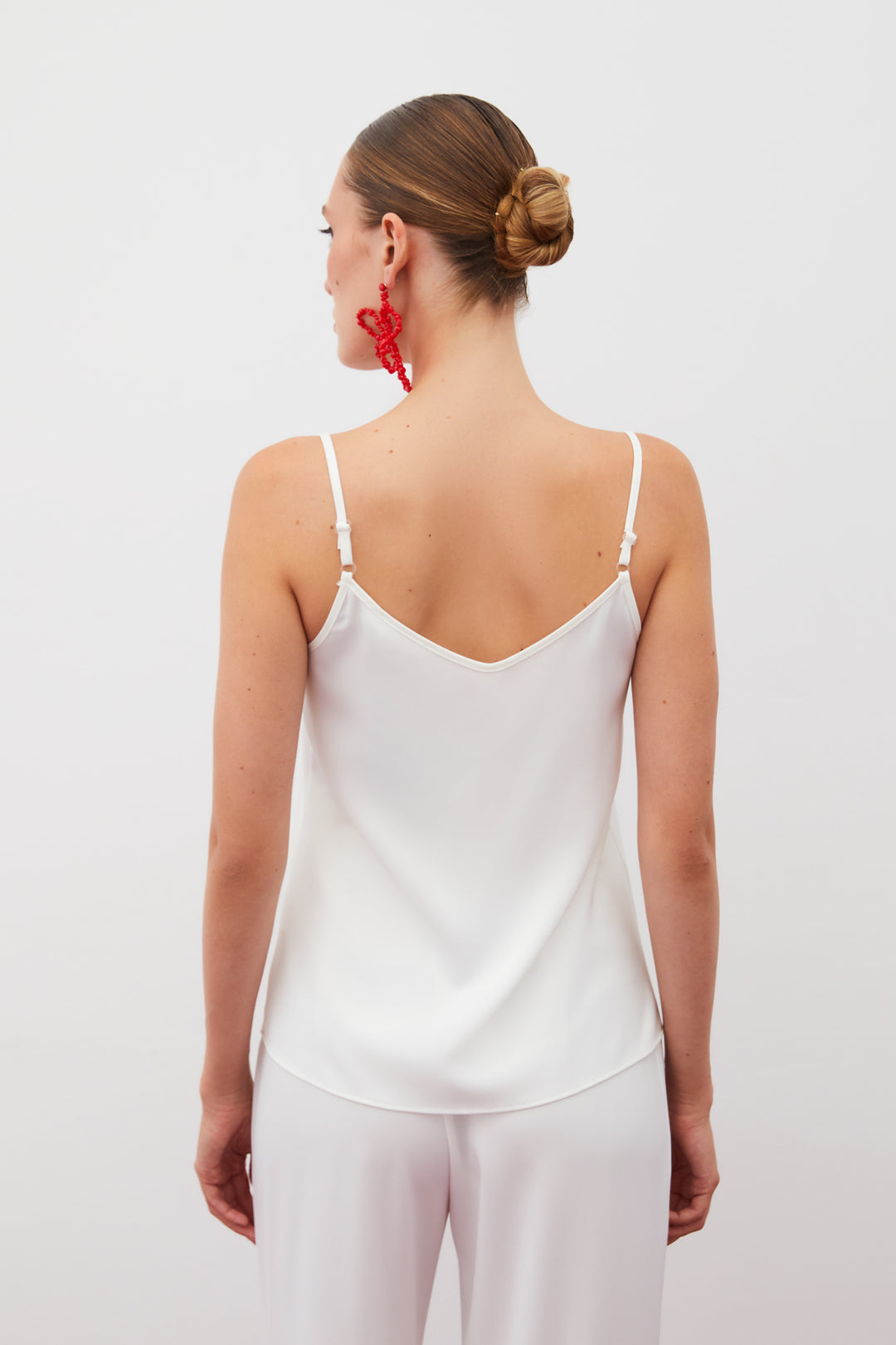 Sateen Blouse Satinée Col Dégagé - Écru