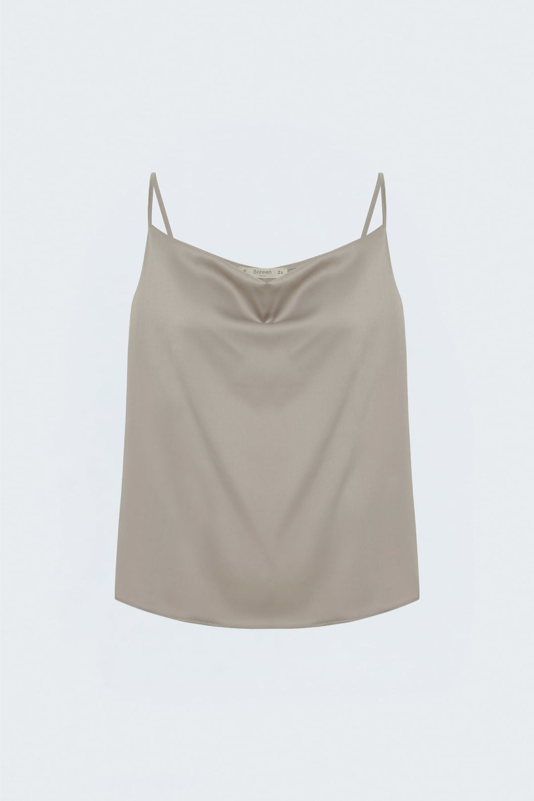 Sateen Blouse satin à col dégagé - Foncé Beige