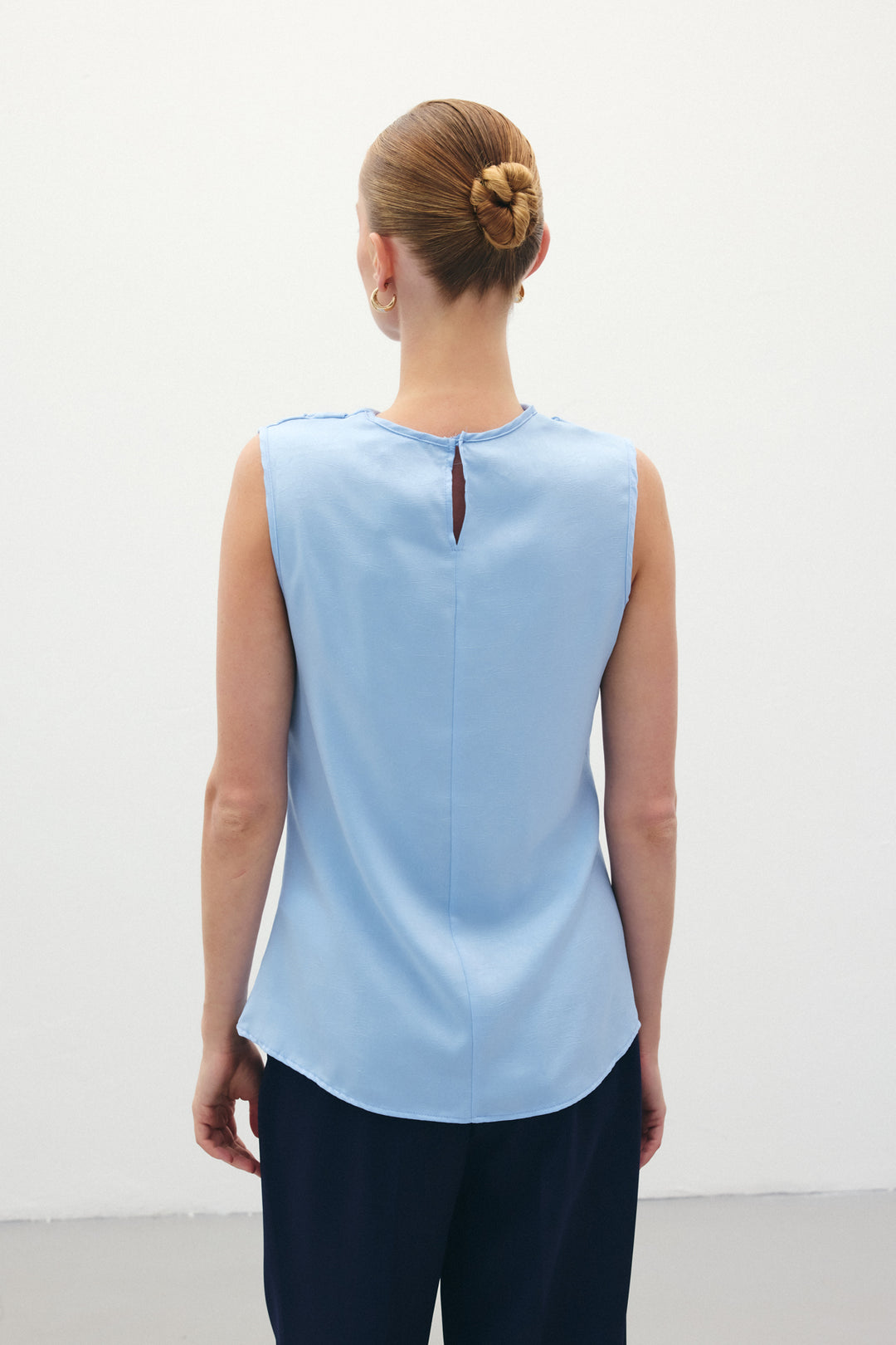 Sateen Débardeur Satiné Col Bateau - Bleu