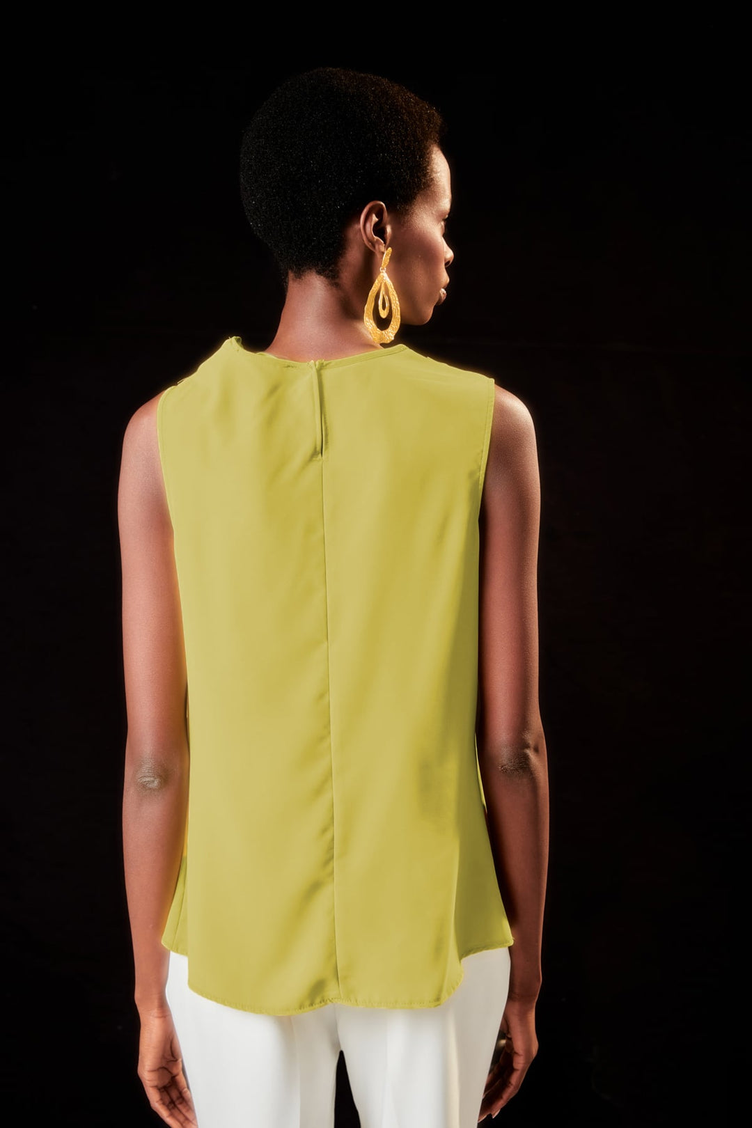 Sateen Blouse sans manches à col dégagé - yag Vert