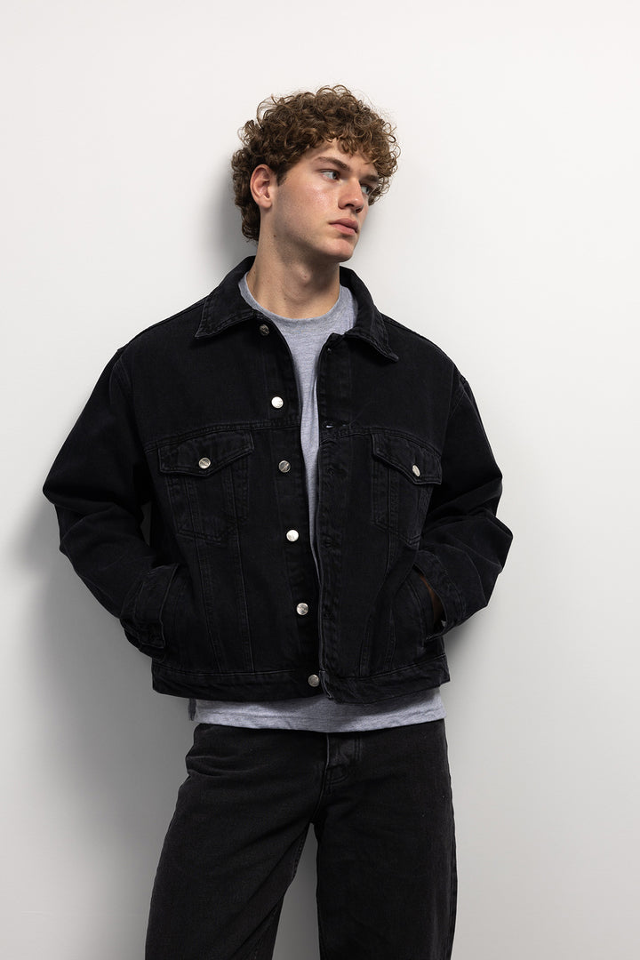 Giesto Veste en denim - Noir