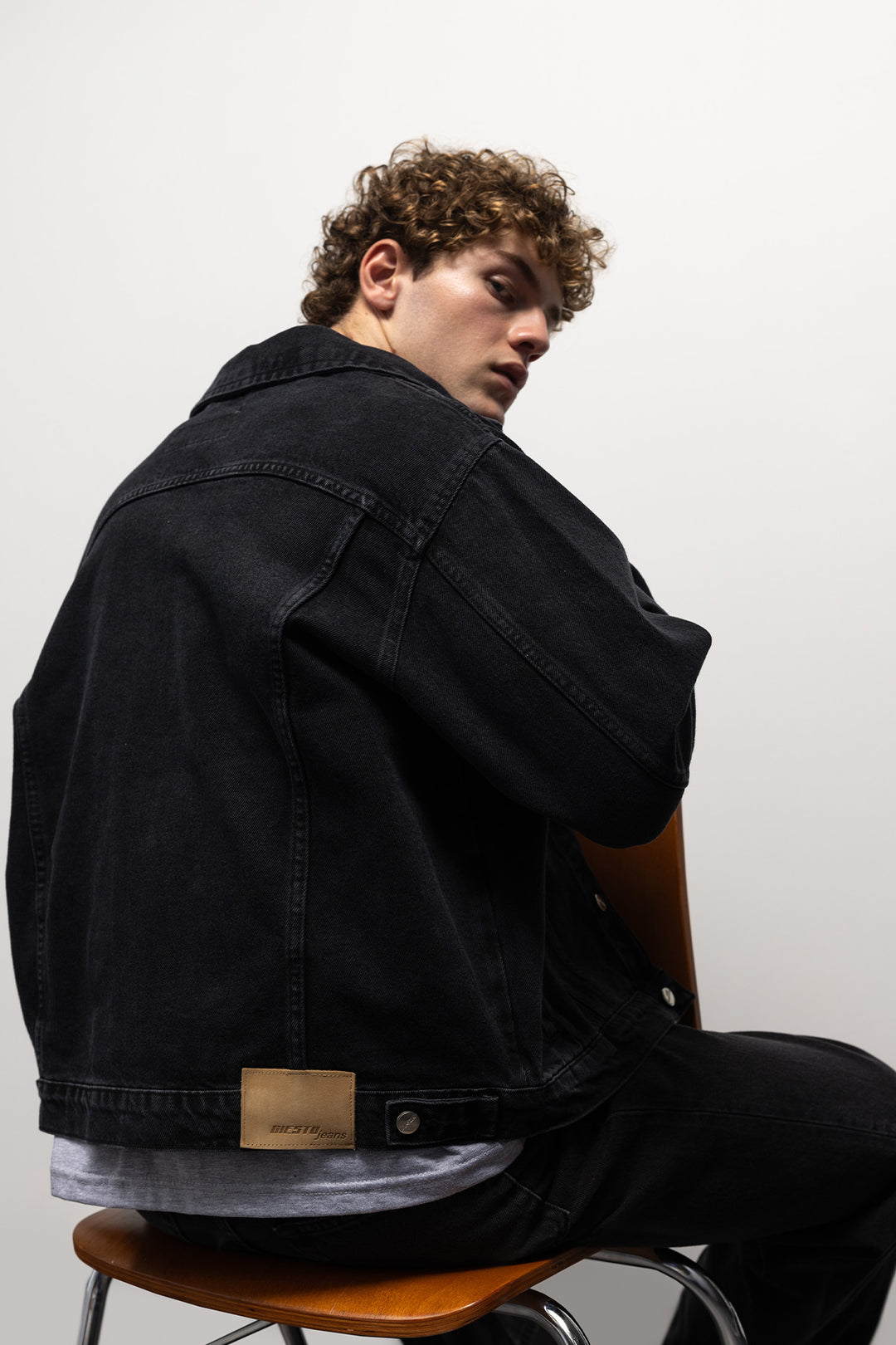 Giesto Veste en denim - Noir