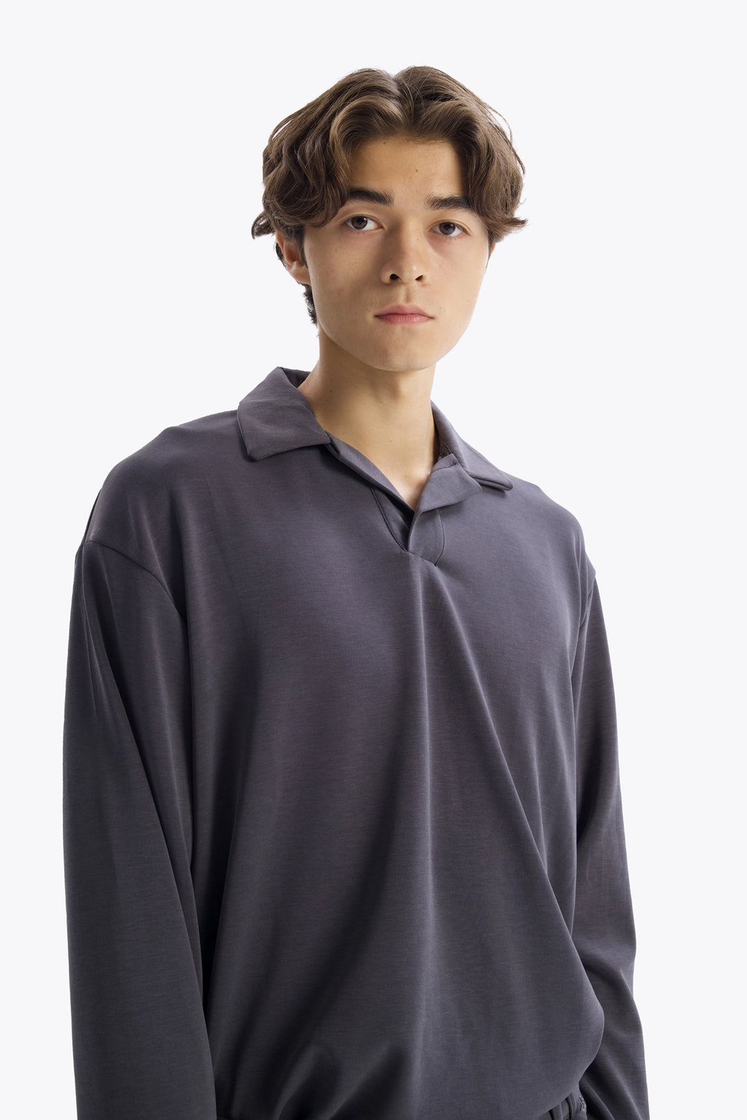 Giesto T-Shirt en Drape Col Marin - Anthracite