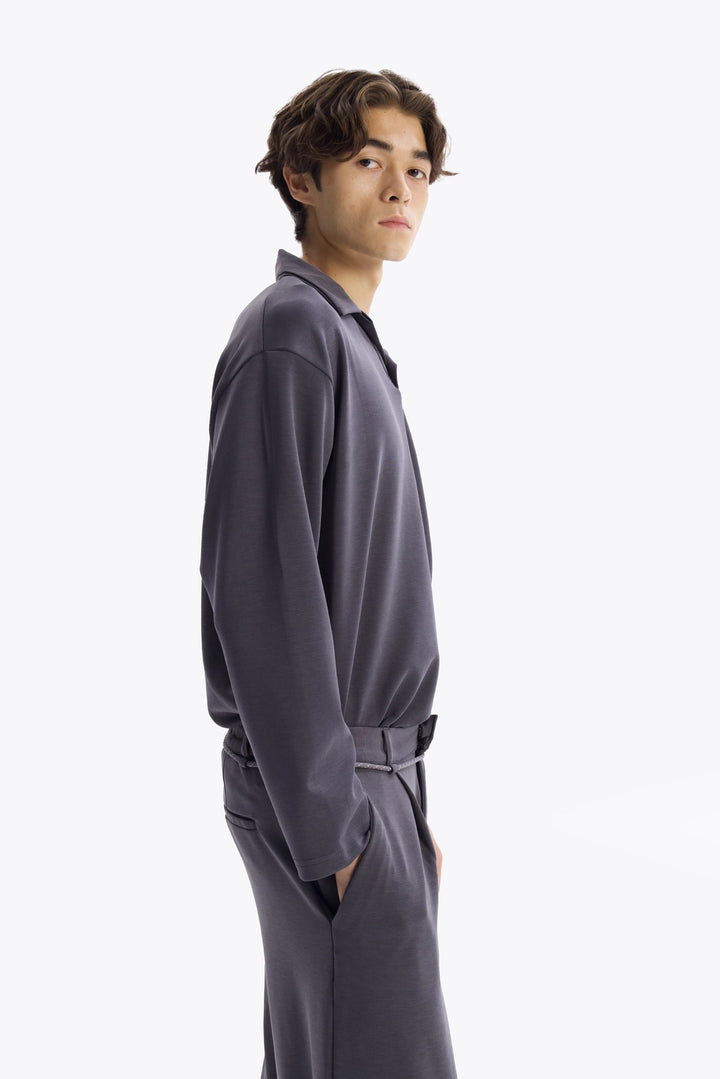 Giesto T-Shirt en Drape Col Marin - Anthracite