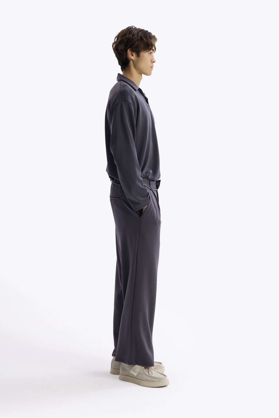 Giesto T-Shirt en Drape Col Marin - Anthracite