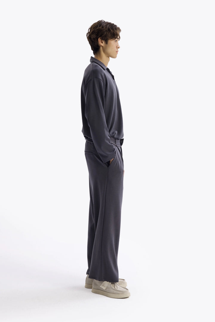 Giesto T-Shirt en Drape Col Marin - Anthracite