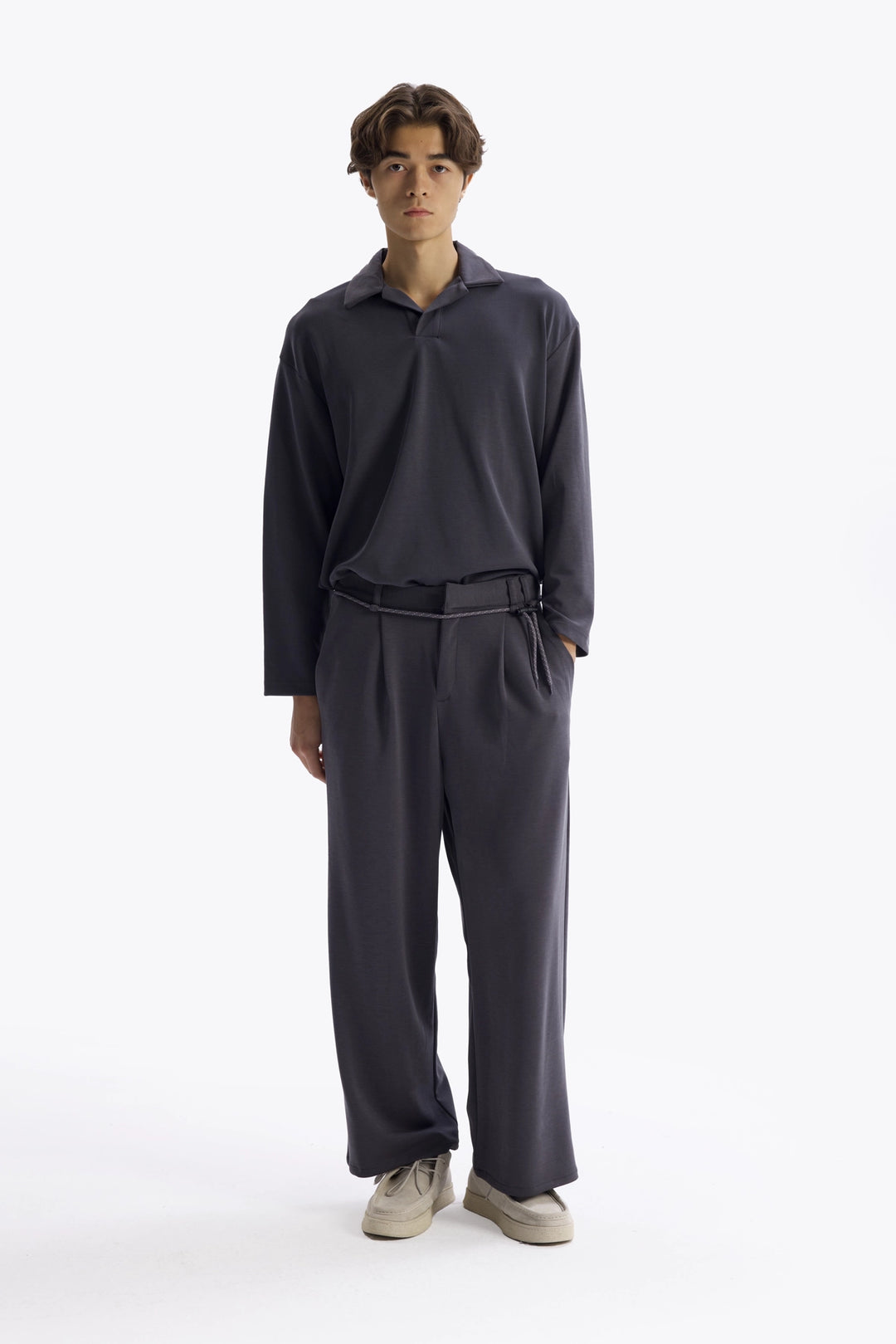 Giesto T-Shirt en Drape Col Marin - Anthracite