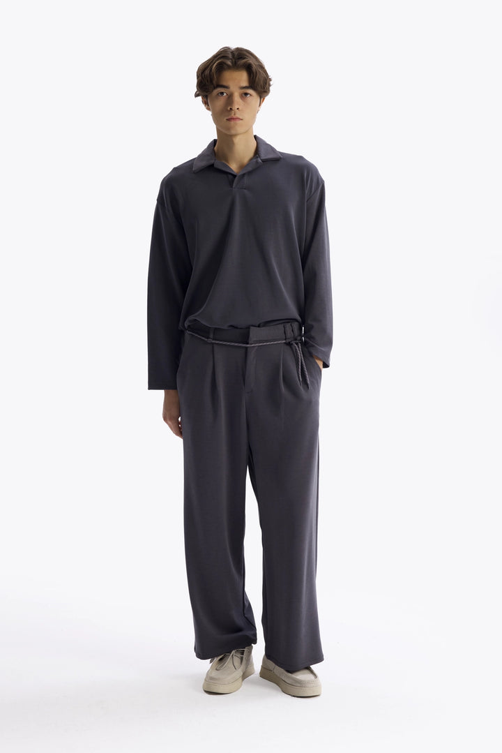 Giesto T-Shirt en Drape Col Marin - Anthracite