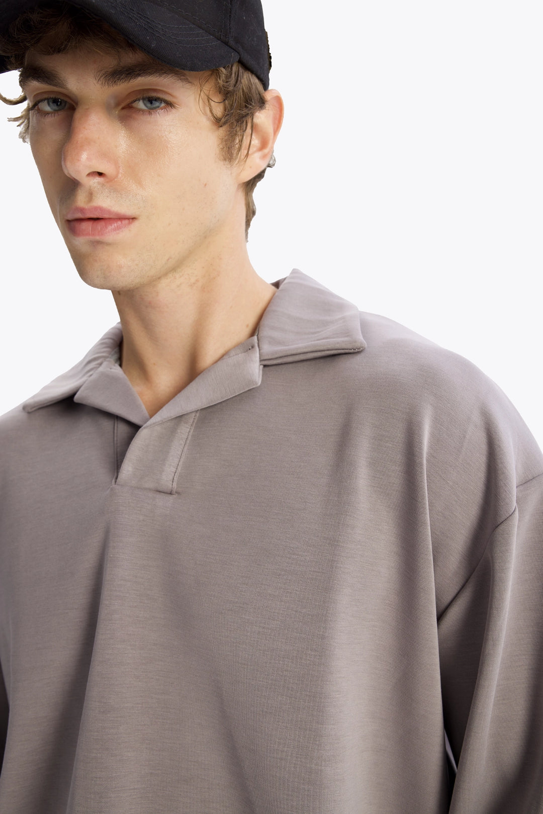 Giesto T-Shirt en Drape Col Marin - Gris