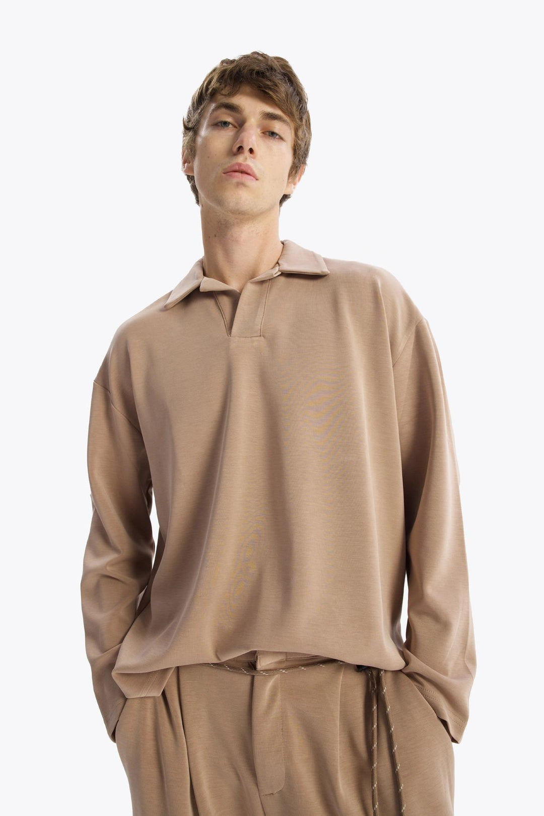 Giesto T-Shirt en Drape Col Marin - Tabac
