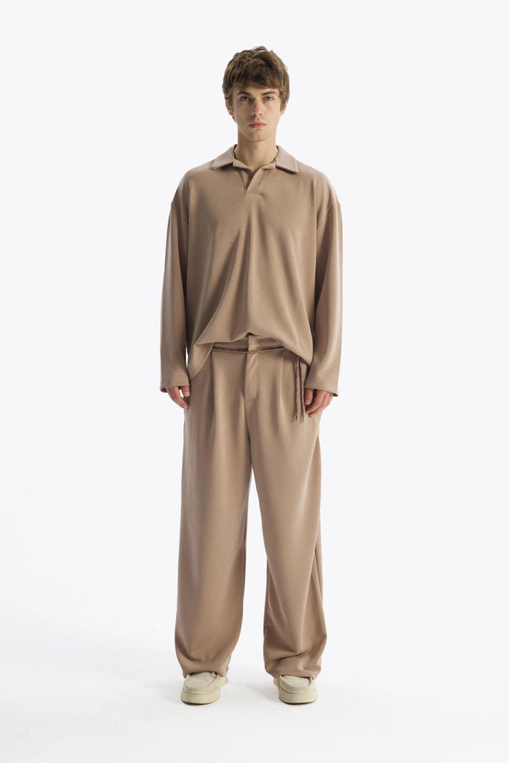Giesto T-Shirt en Drape Col Marin - Tabac