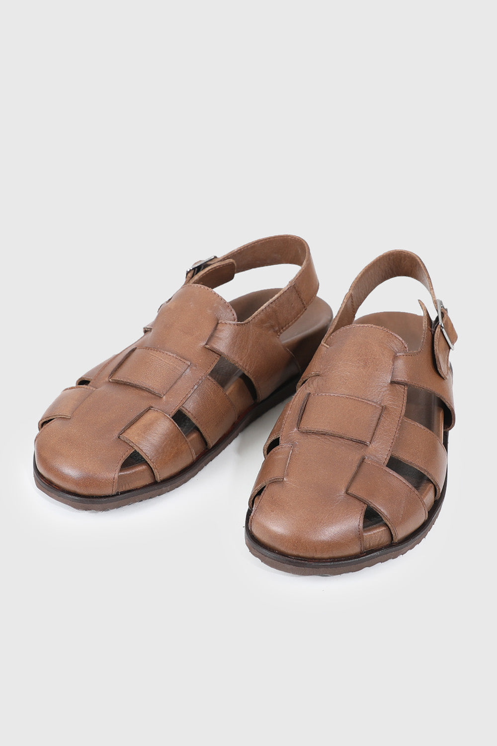 Giesto Sandales en cuir à bande - Tabac