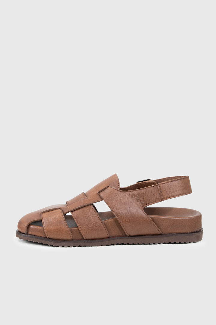 Giesto Sandales en cuir à bande - Tabac