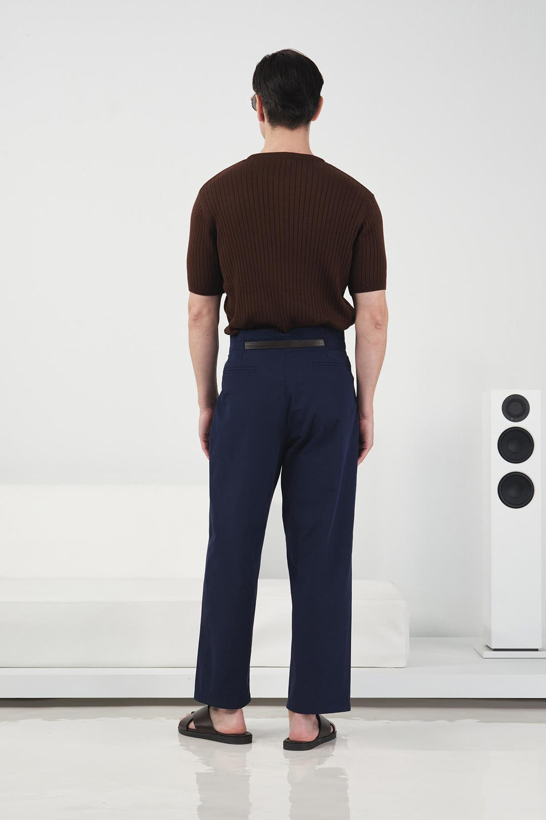Giesto Pantalon bleu marine classique avec ceinture en cuir - Bleu marine