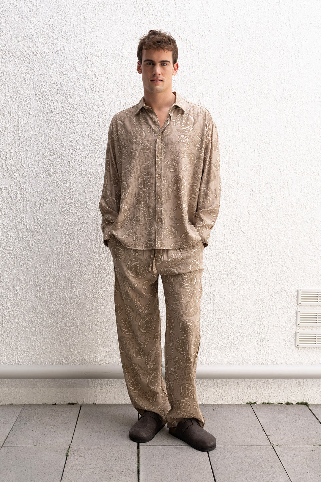 Giesto Chemise beige à motifs - Beige