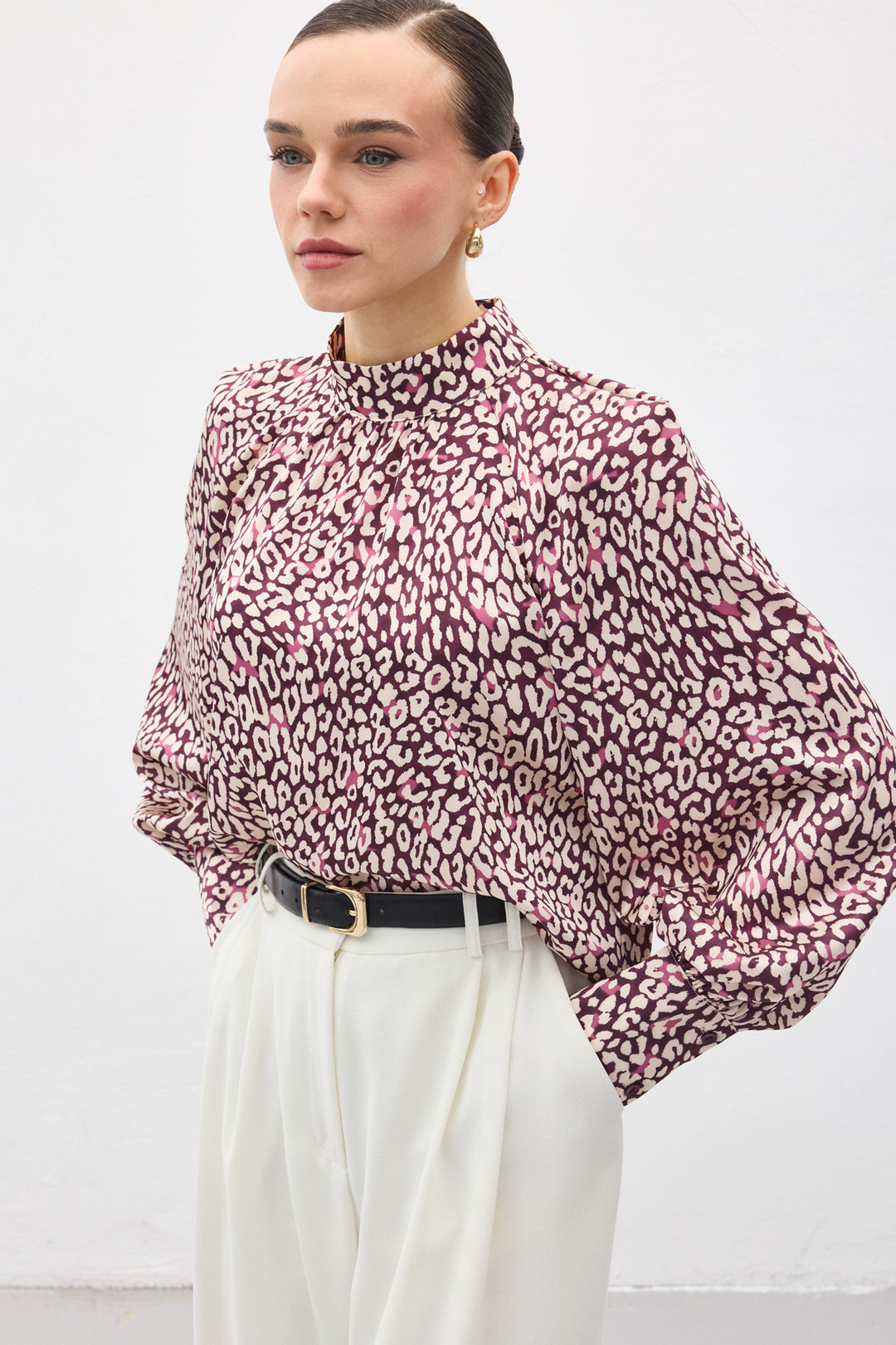 Sateen Blouse à motifs - Prune