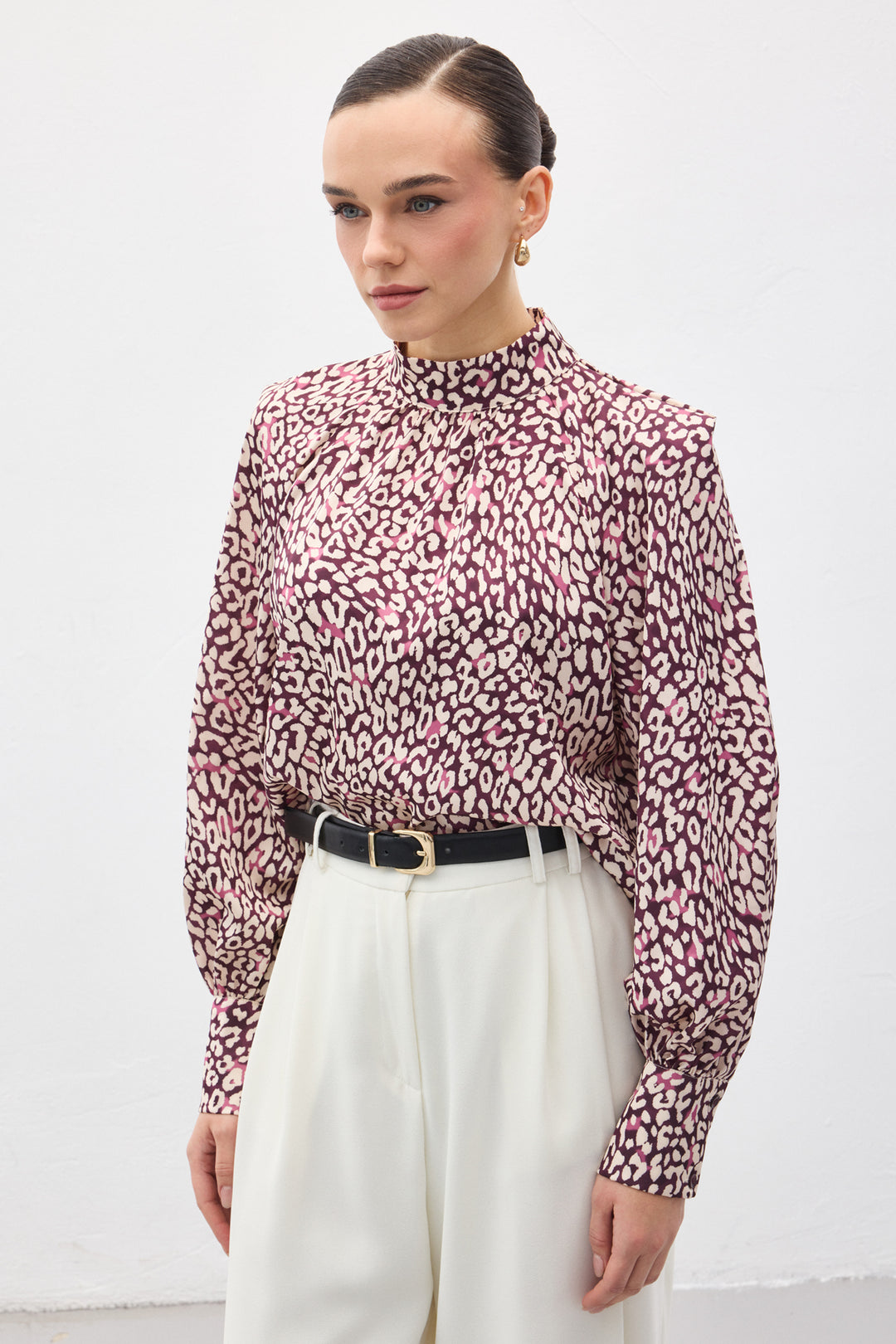 Sateen Blouse à motifs - Prune