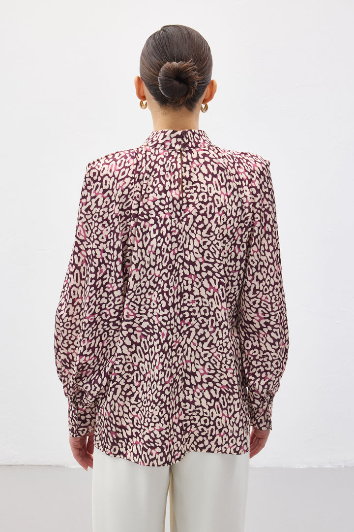Sateen Blouse à motifs - Prune
