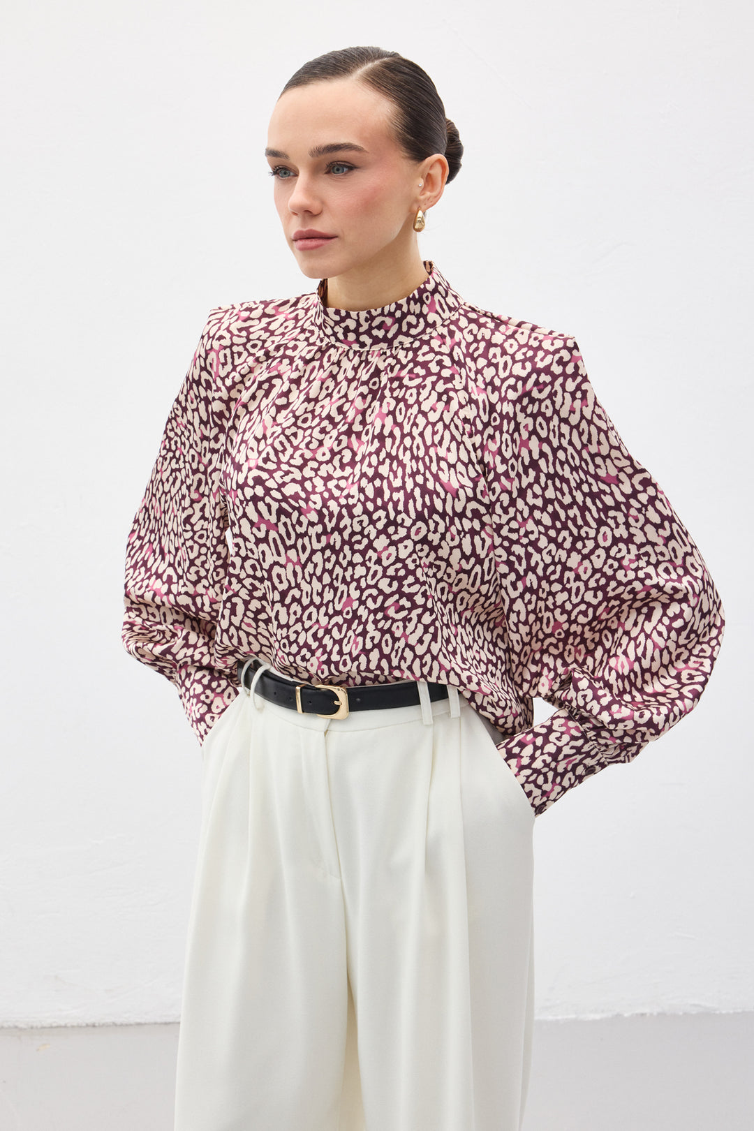 Sateen Blouse à motifs - Prune