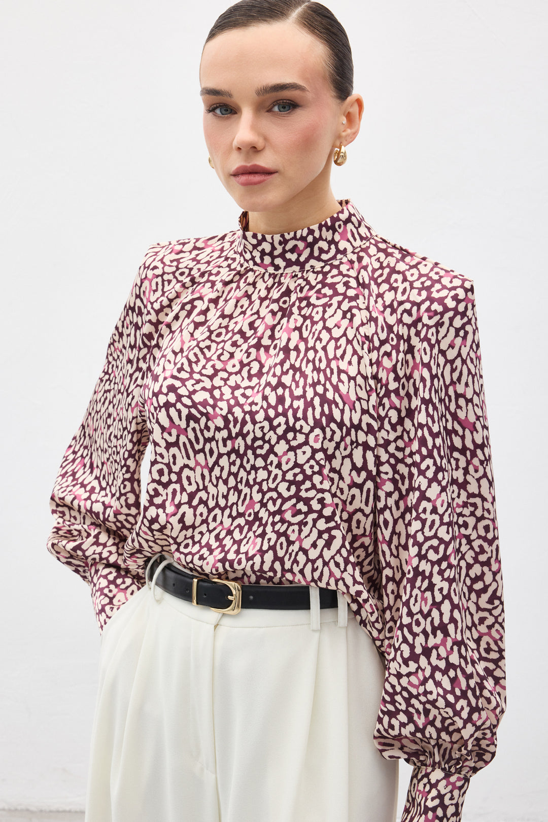 Sateen Blouse à motifs - Prune