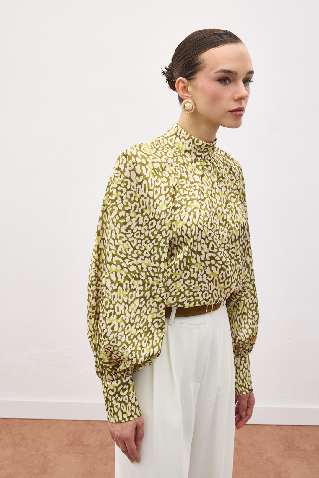 Sateen Blouse Imprimée - Vert