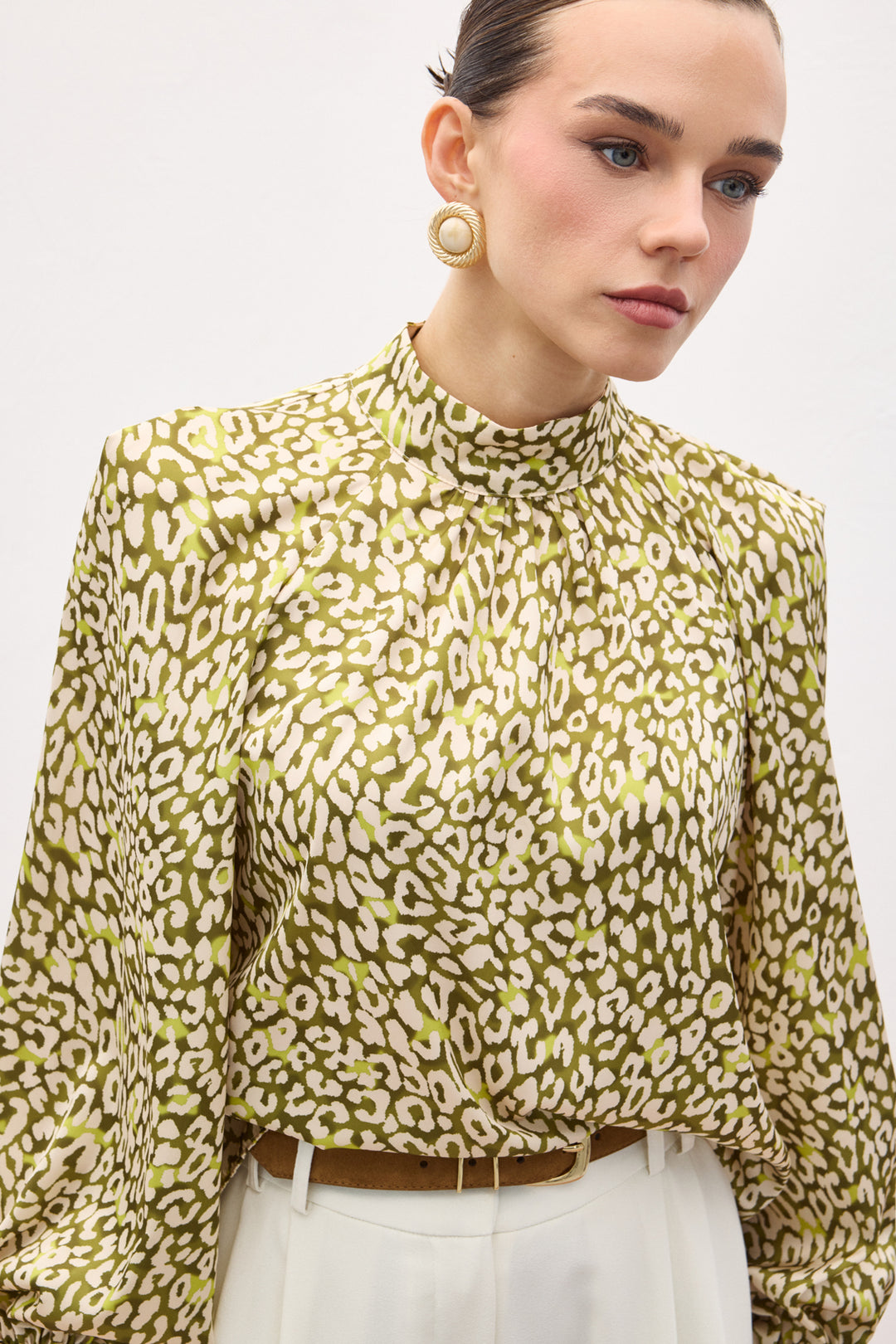 Sateen Blouse Imprimée - Vert