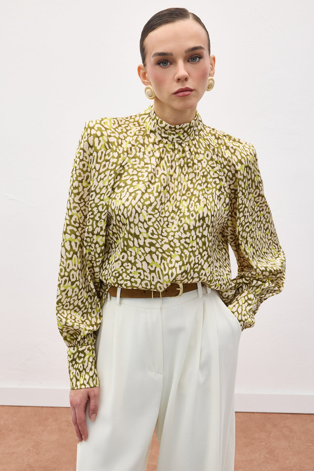 Sateen Blouse Imprimée - Vert