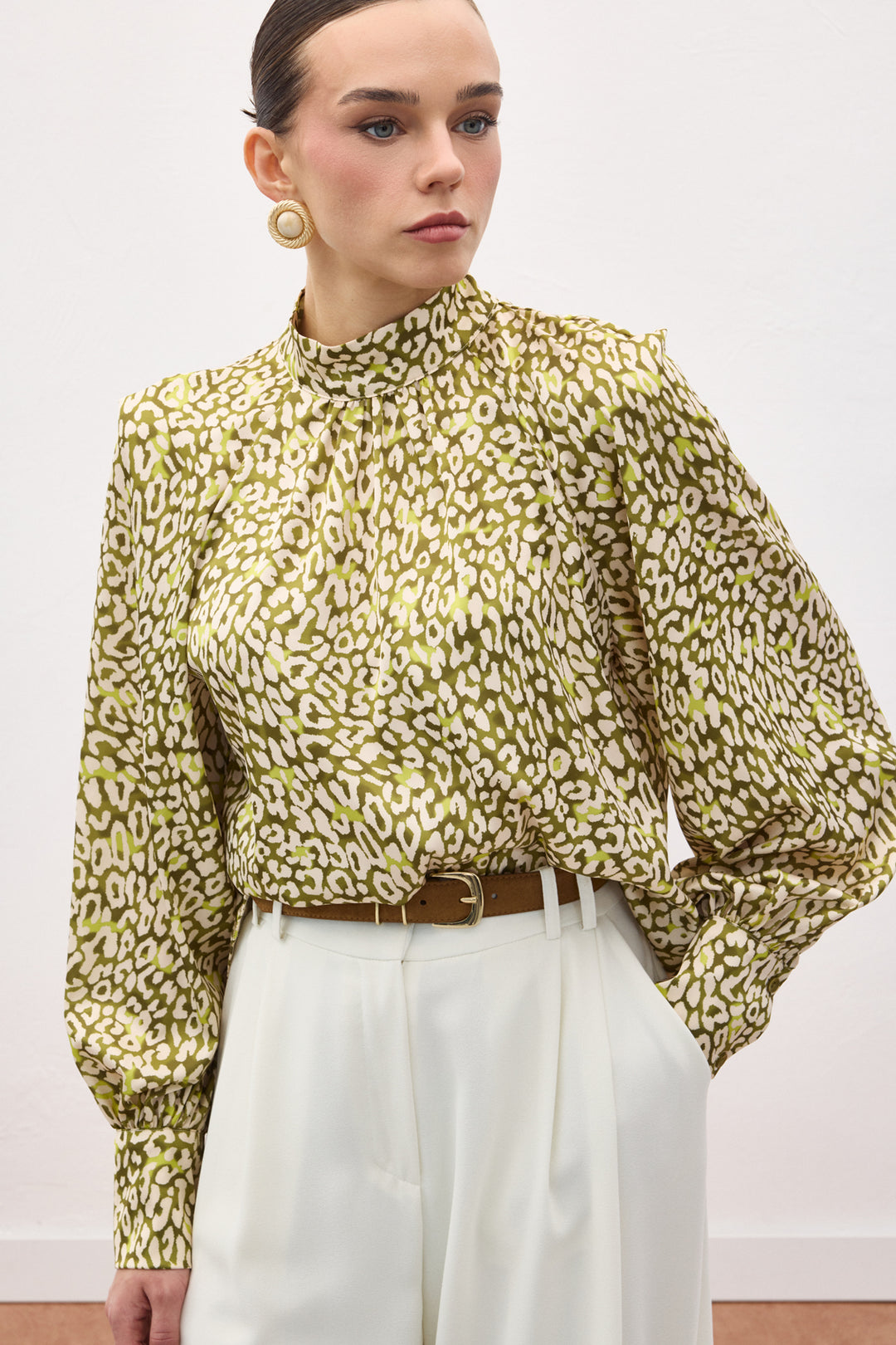 Sateen Blouse Imprimée - Vert