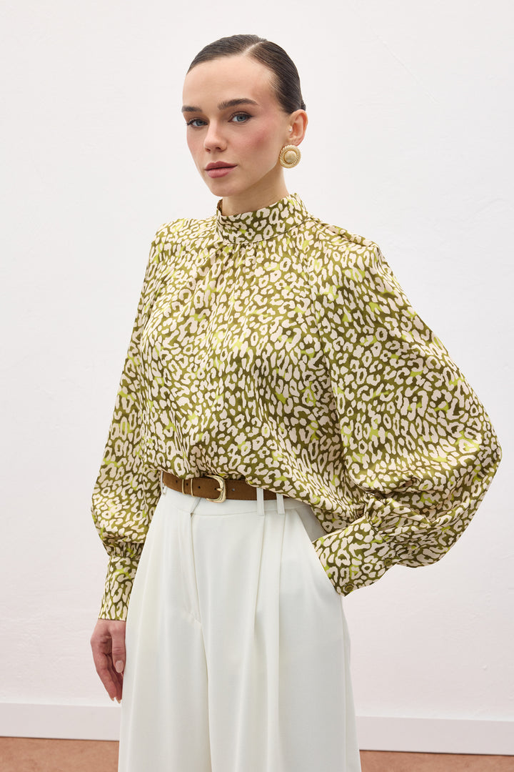 Sateen Blouse Imprimée - Vert