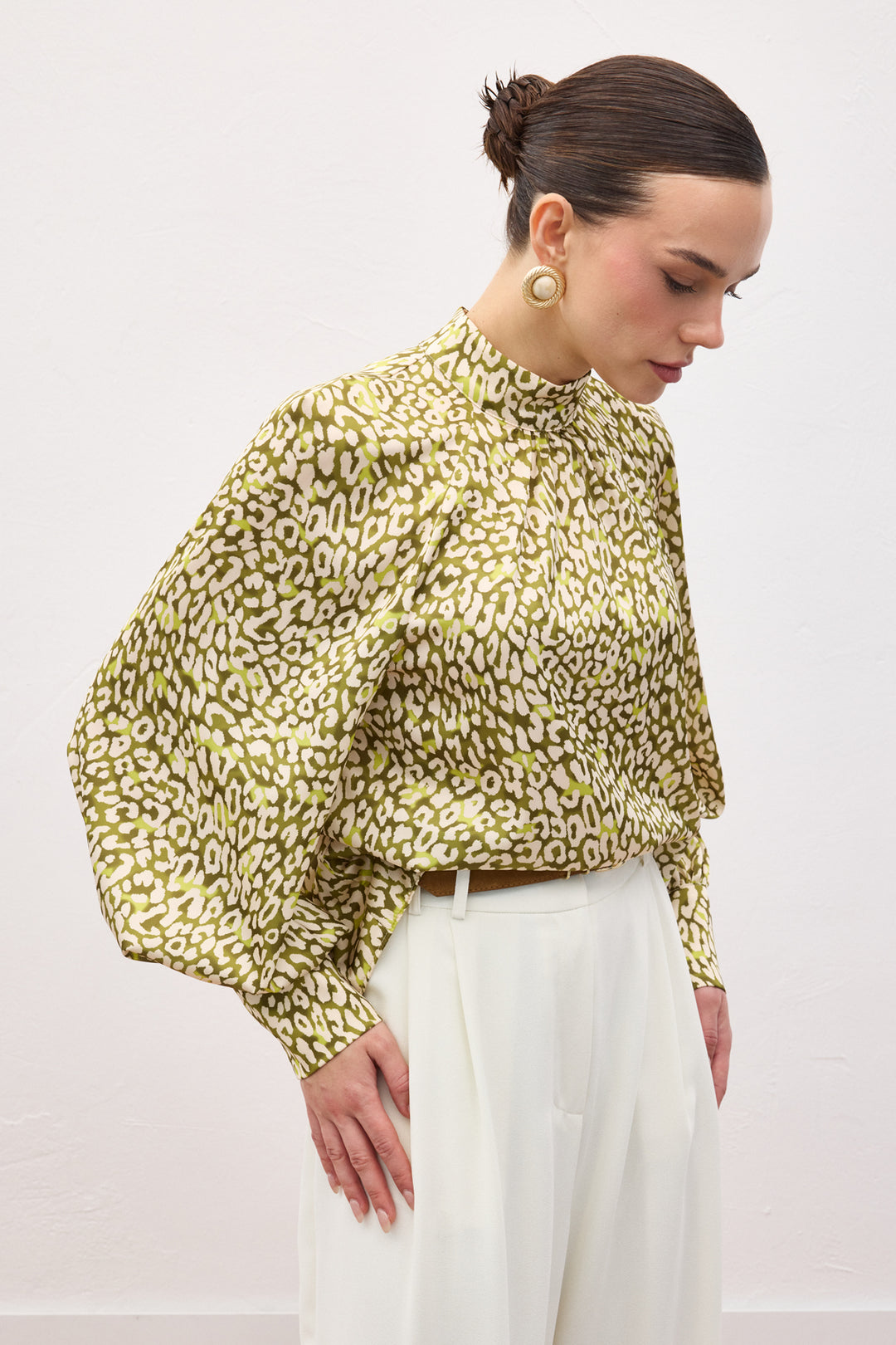 Sateen Blouse Imprimée - Vert