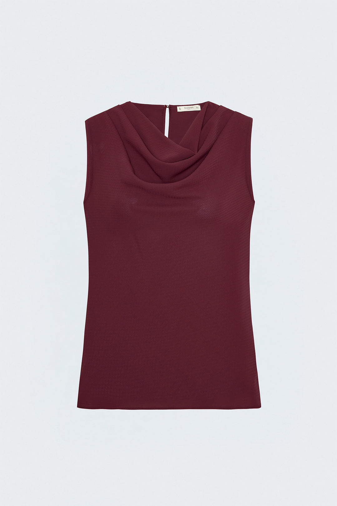 Sateen Blouse Col Degagé Imprimée - Bordeaux