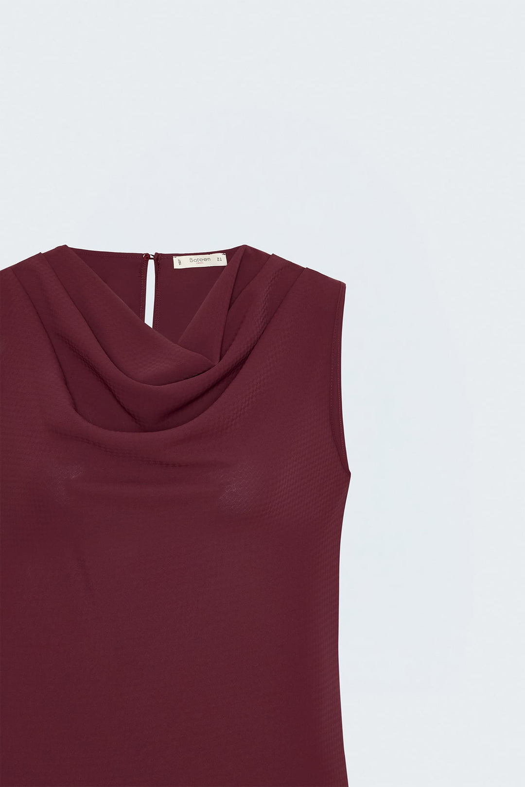 Sateen Blouse Col Degagé Imprimée - Bordeaux