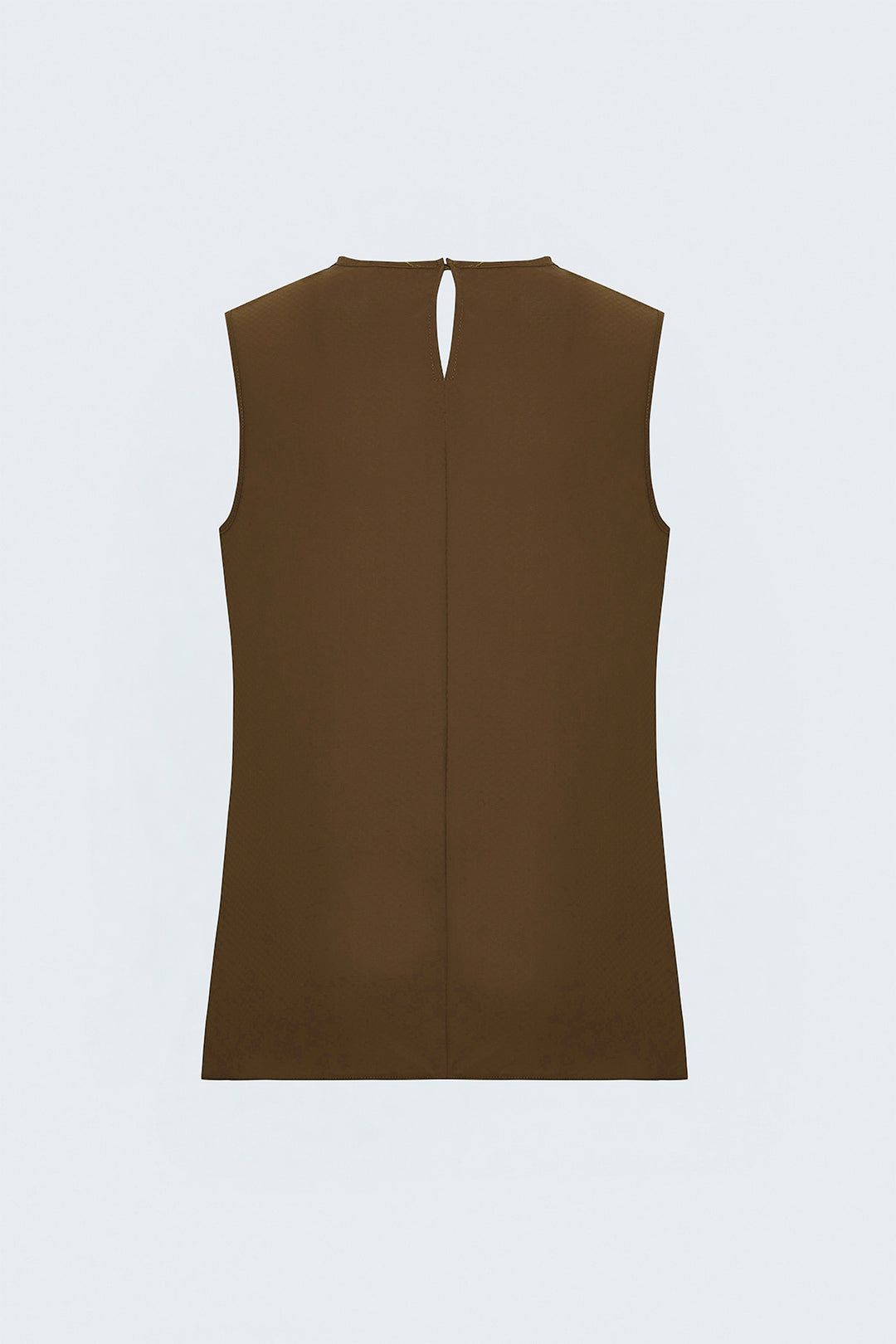 Sateen Blouse Col Degagé Imprimée - Marron