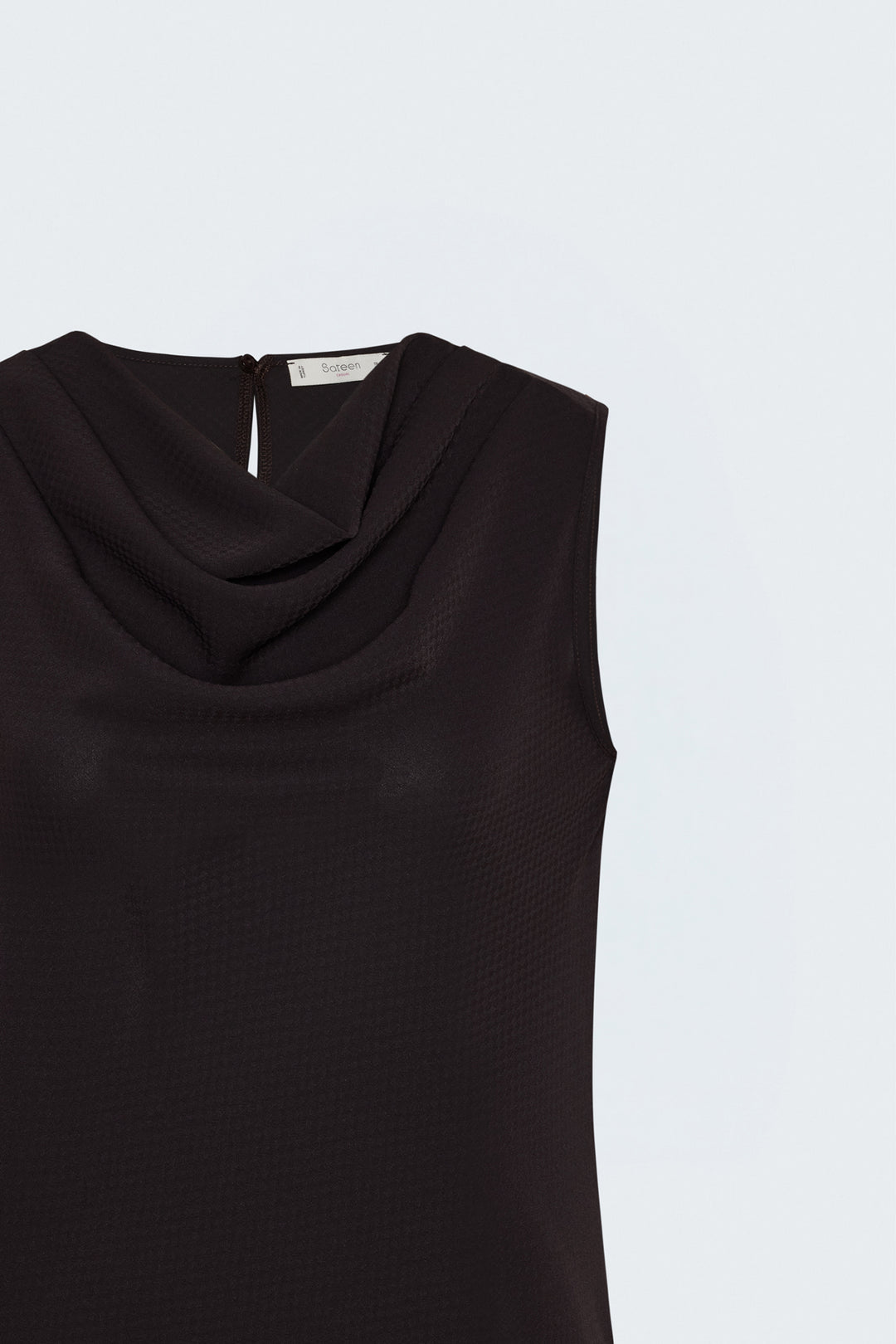 Sateen Blouse Col Degagé Imprimée - Foncé Marron
